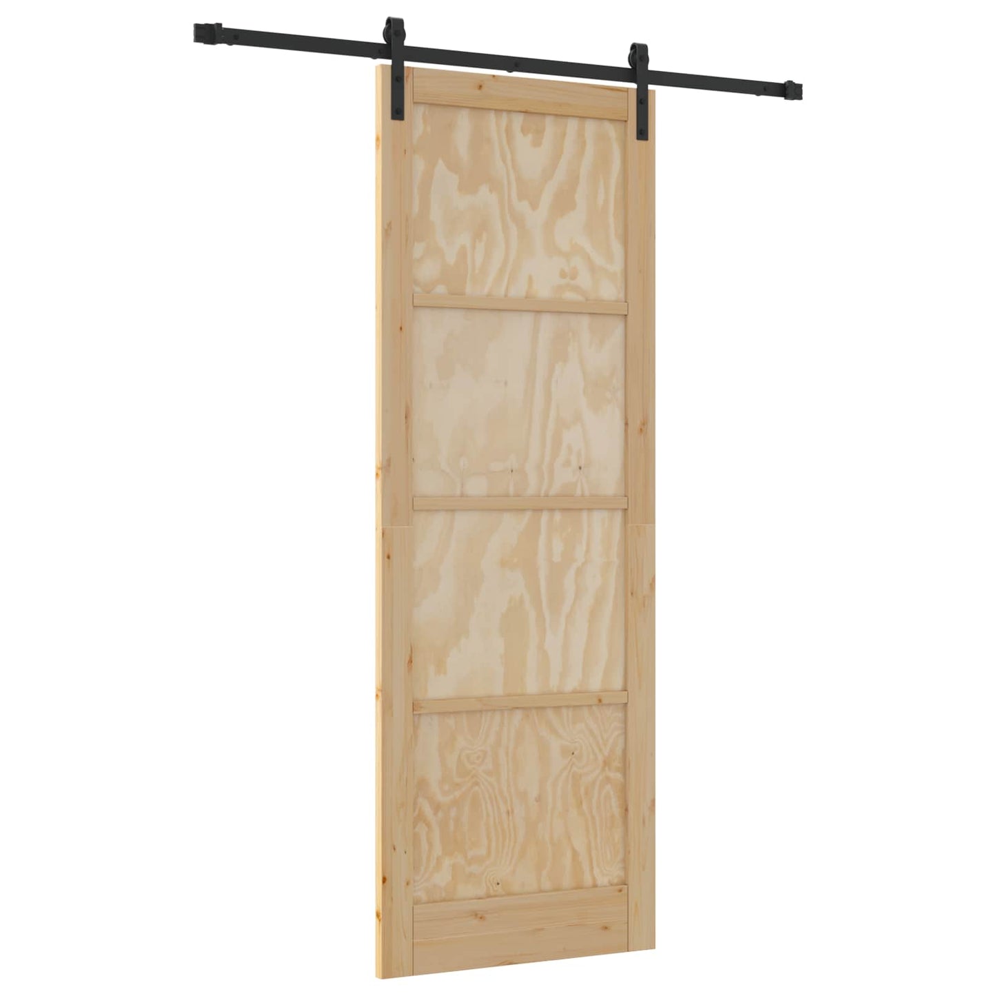 vidaXL Sliding Door Natural and Black 83 x 232 cm Solid Pine Wood