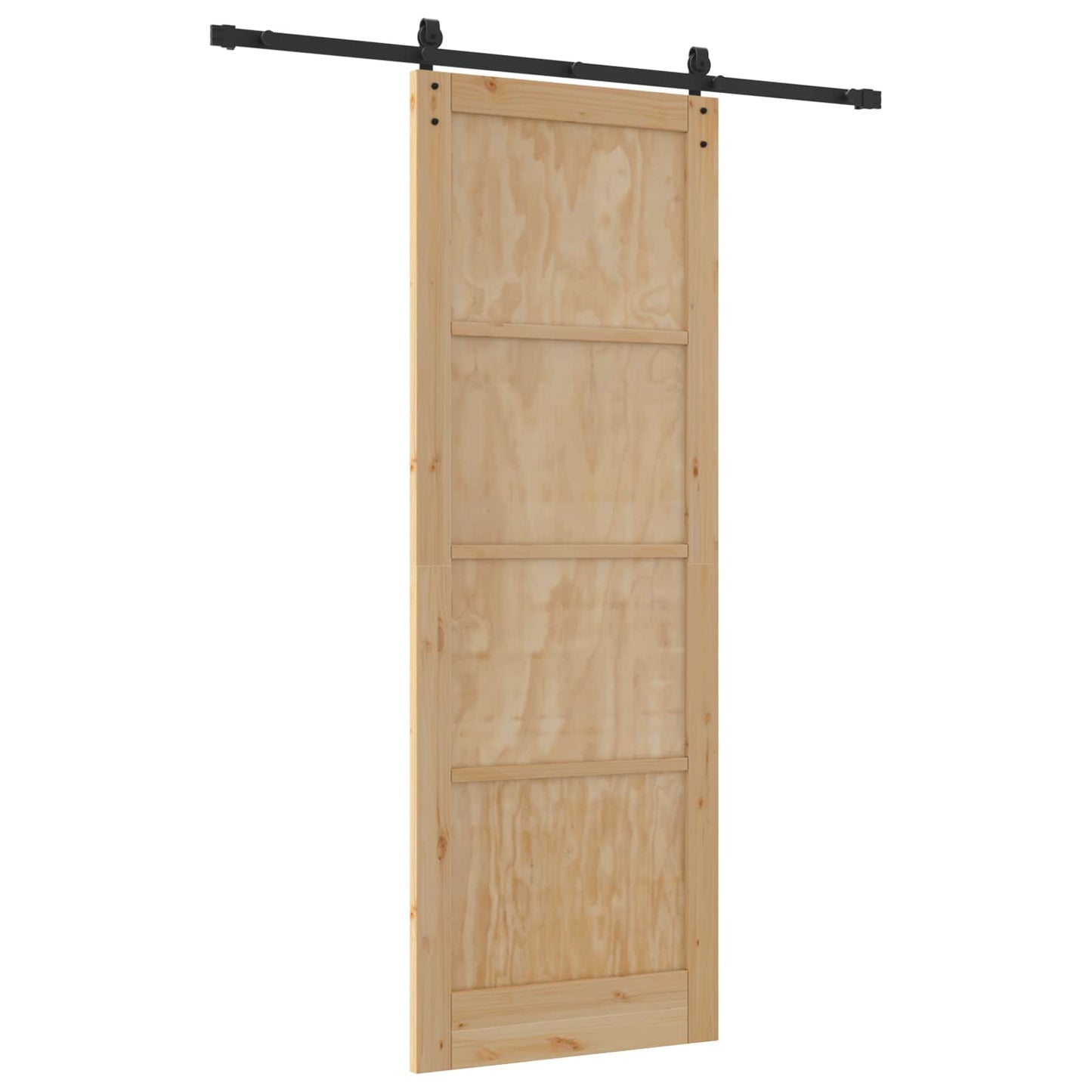 vidaXL Sliding Door Natural and Black 83 x 232 cm Solid Pine Wood