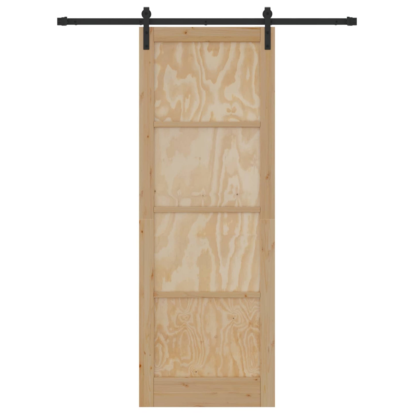 vidaXL Sliding Door Natural and Black 83 x 232 cm Solid Pine Wood