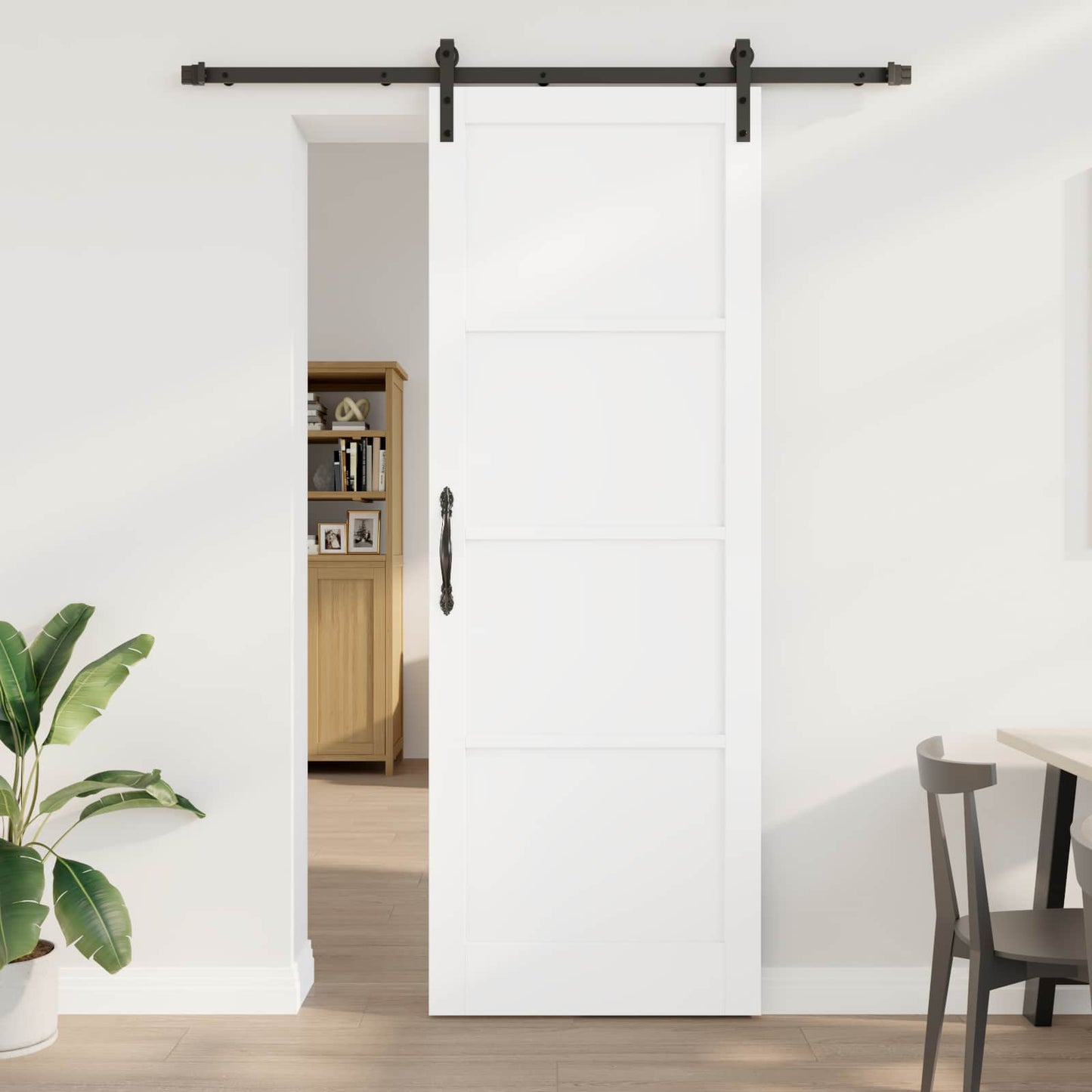 vidaXL Sliding Door White and Black 83 x 232 cm Solid Pine Wood