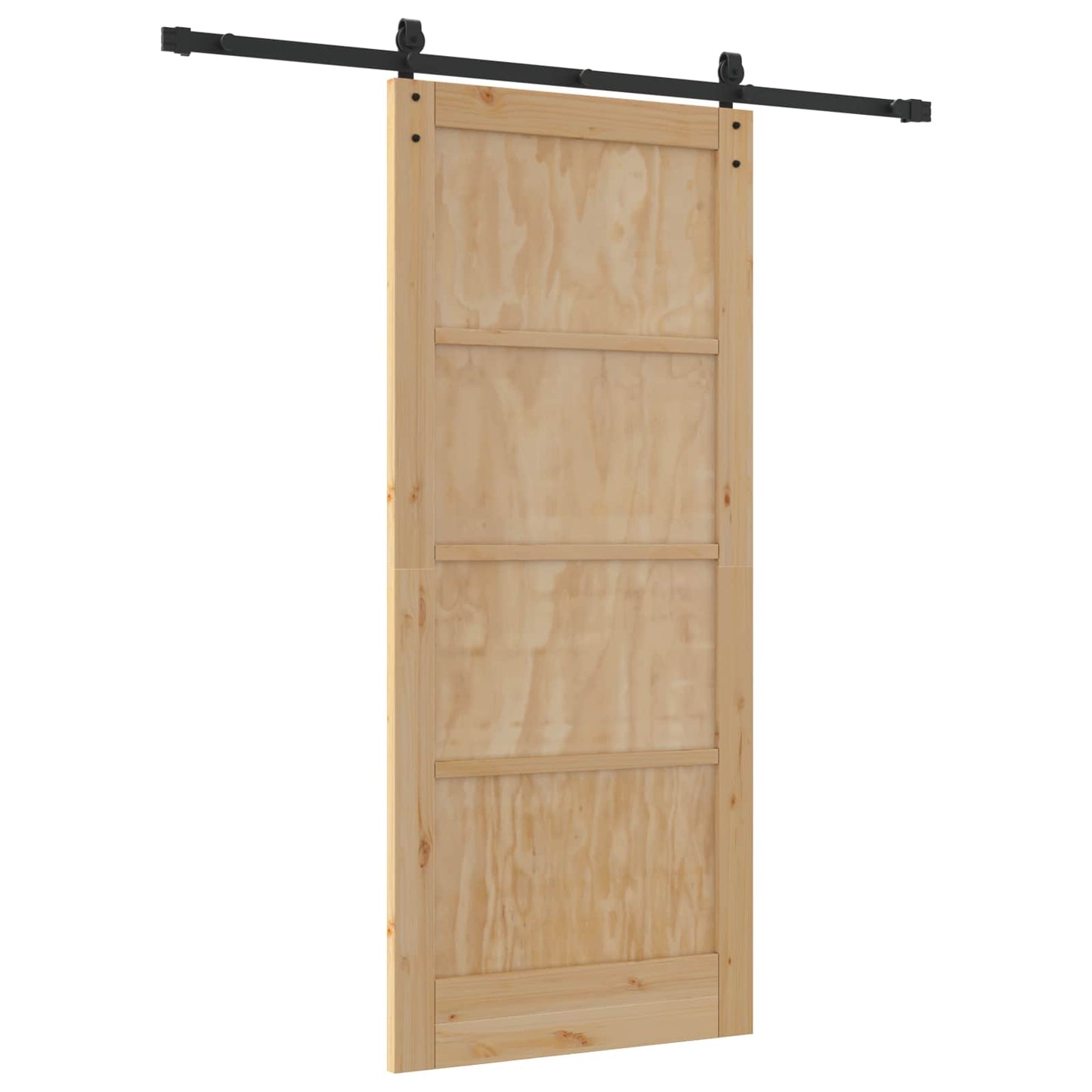vidaXL Sliding Door Natural and Black 86 x 198.5 cm Solid Pine Wood