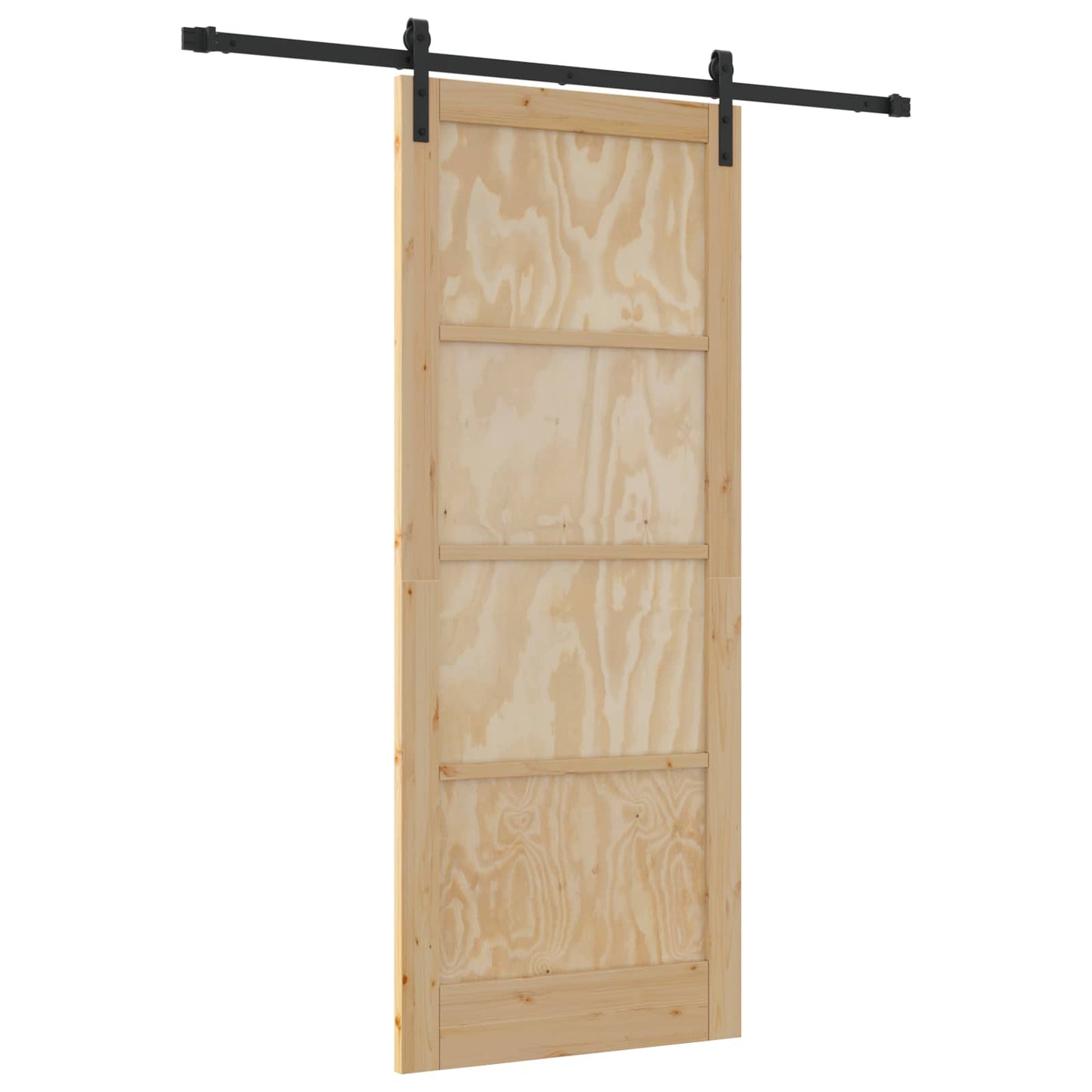 vidaXL Sliding Door Natural and Black 86 x 211 cm Solid Pine Wood