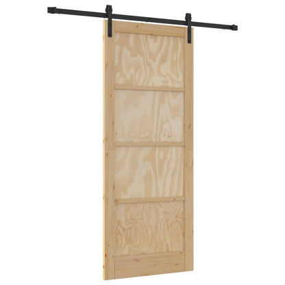 vidaXL Sliding Door Natural and Black 86 x 211 cm Solid Pine Wood