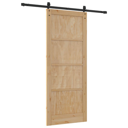 vidaXL Sliding Door Natural and Black 86 x 211 cm Solid Pine Wood