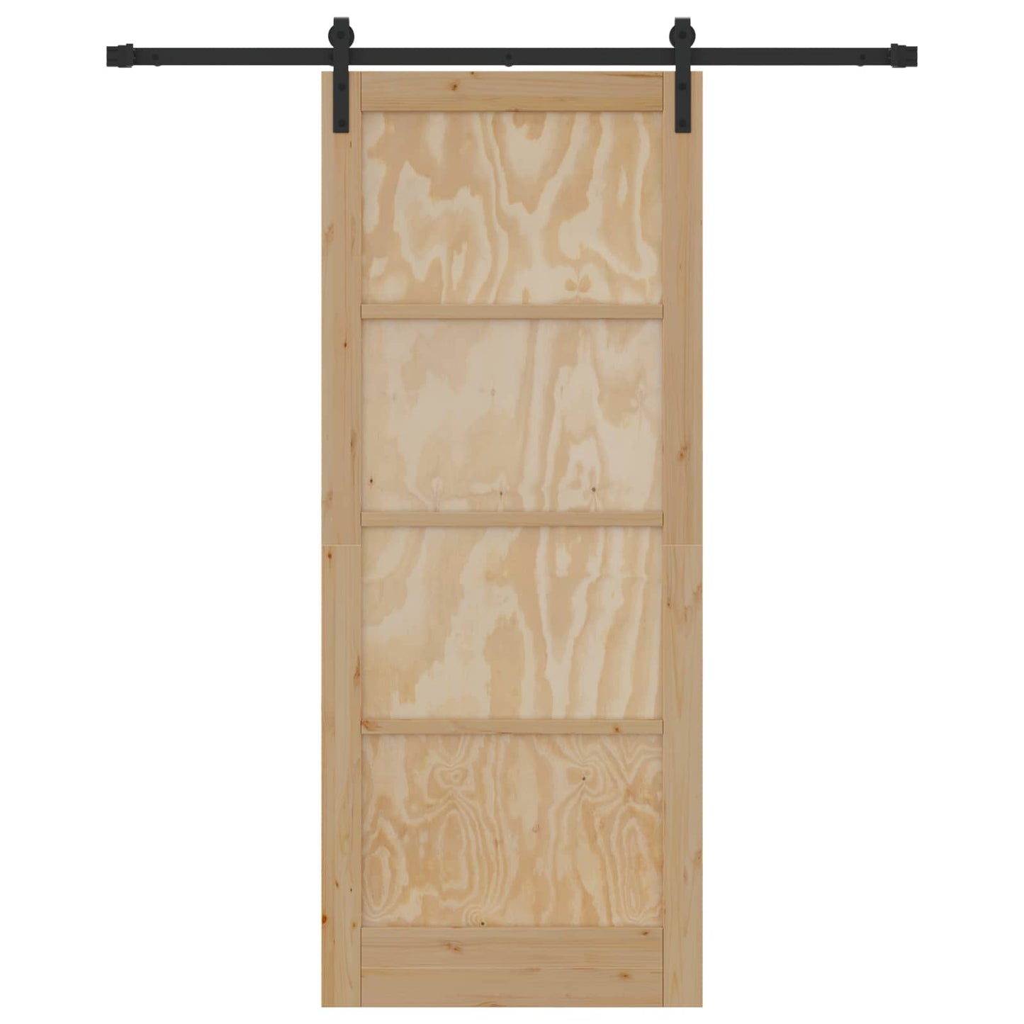 vidaXL Sliding Door Natural and Black 86 x 211 cm Solid Pine Wood