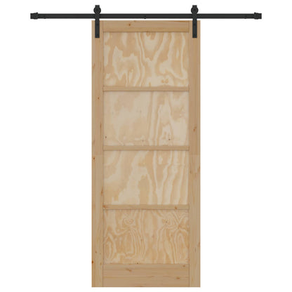 vidaXL Sliding Door Natural and Black 86 x 211 cm Solid Pine Wood