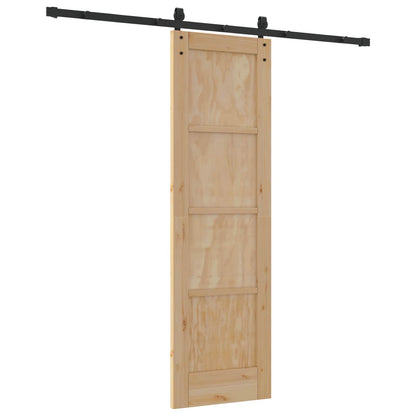 vidaXL Sliding Door Natural and Black 61 x 198.5 cm Solid Pine Wood