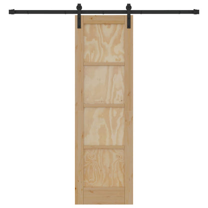 vidaXL Sliding Door Natural and Black 61 x 198.5 cm Solid Pine Wood