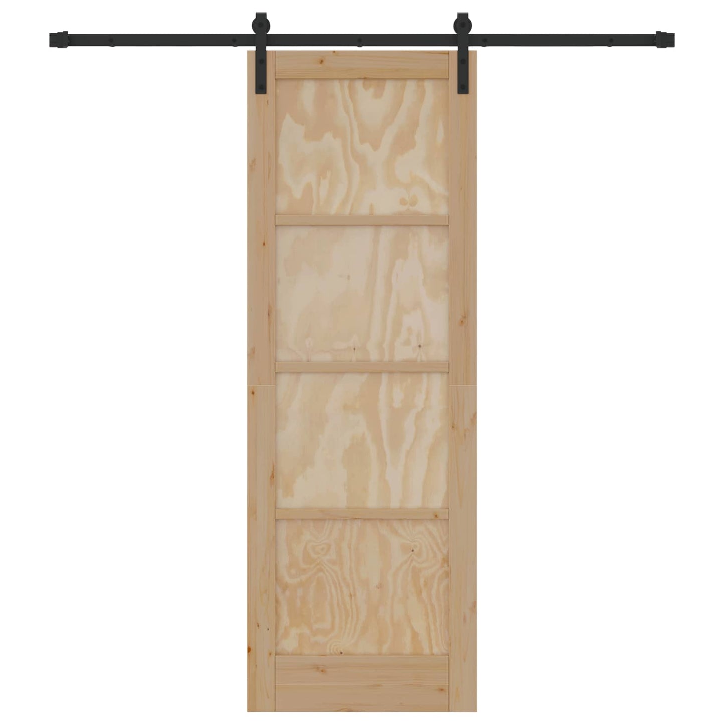 vidaXL Sliding Door Natural and Black 73.5 x 211 cm Solid Pine Wood