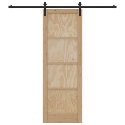vidaXL Sliding Door Natural and Black 73.5 x 211 cm Solid Pine Wood