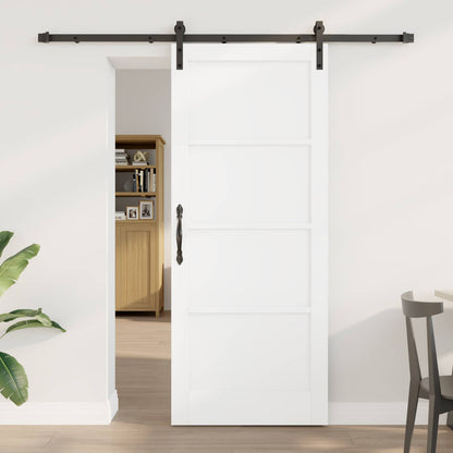 vidaXL Sliding Door White and Black 83 x 202 cm Solid Pine Wood
