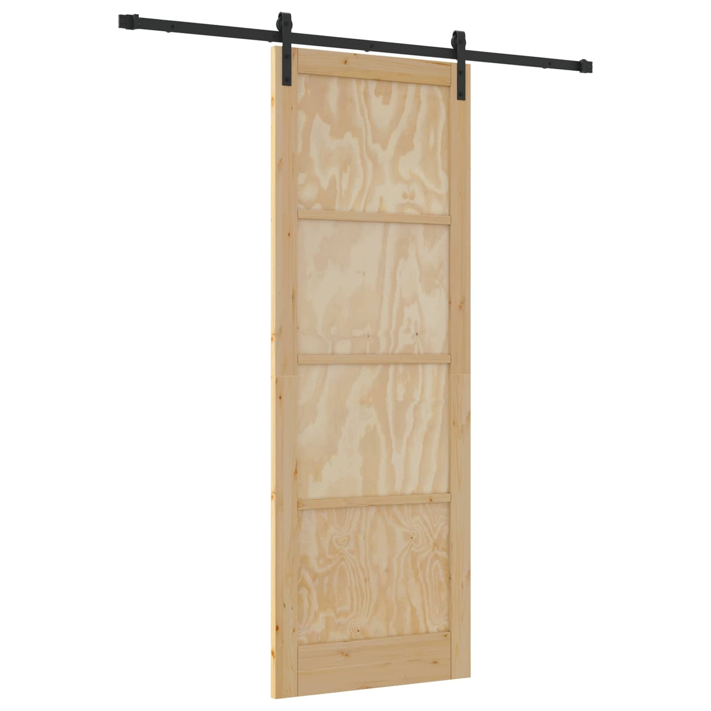 vidaXL Sliding Door Natural and Black 83 x 232 cm Solid Pine Wood