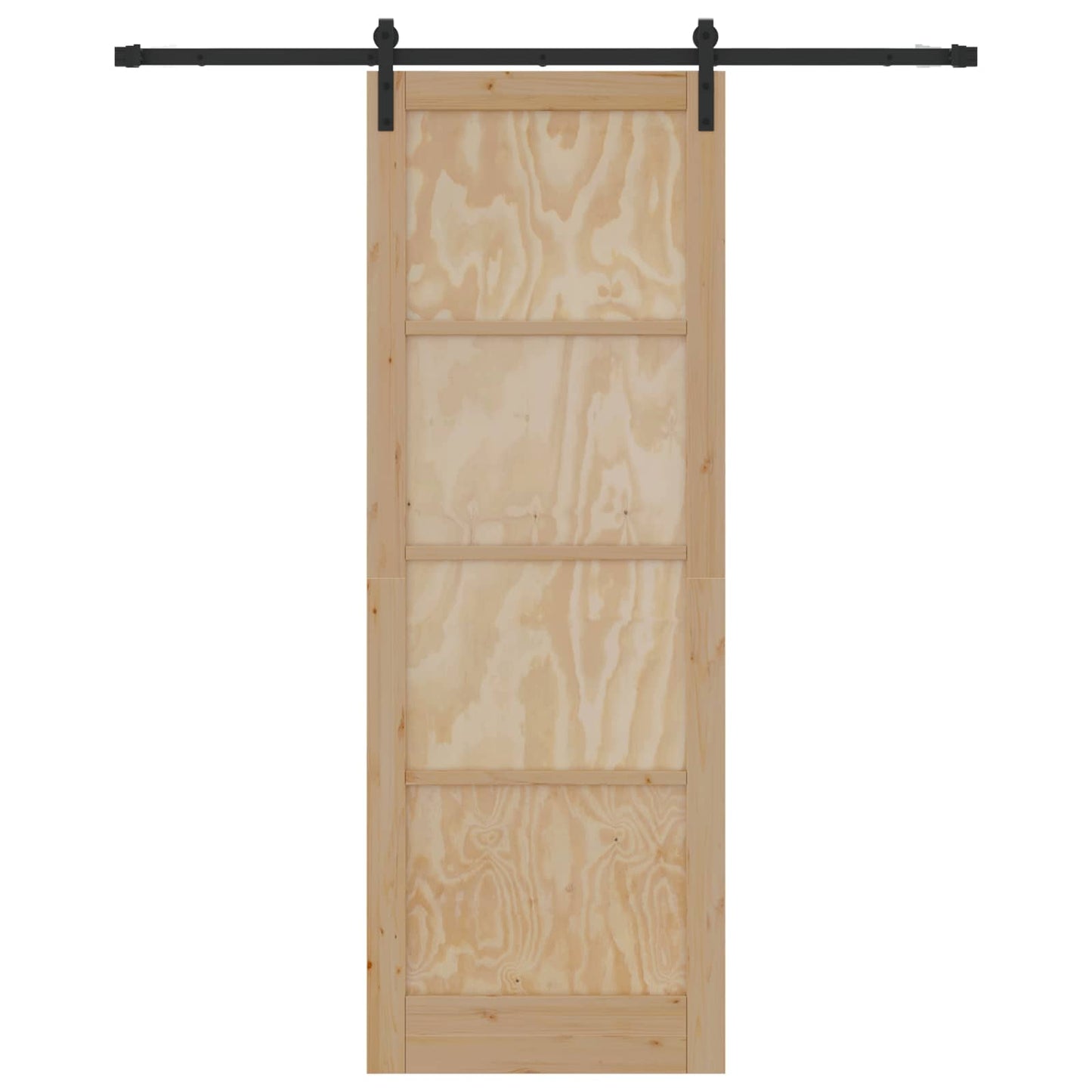 vidaXL Sliding Door Natural and Black 83 x 232 cm Solid Pine Wood
