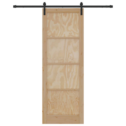 vidaXL Sliding Door Natural and Black 83 x 232 cm Solid Pine Wood