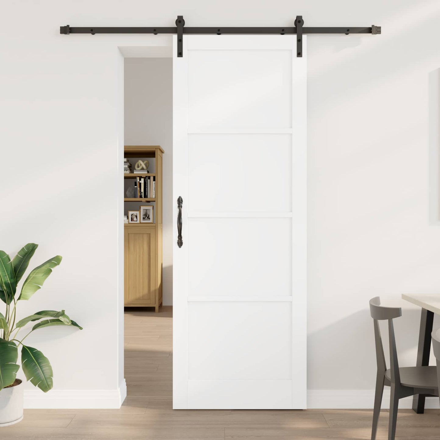 vidaXL Sliding Door White and Black 83 x 232 cm Solid Pine Wood