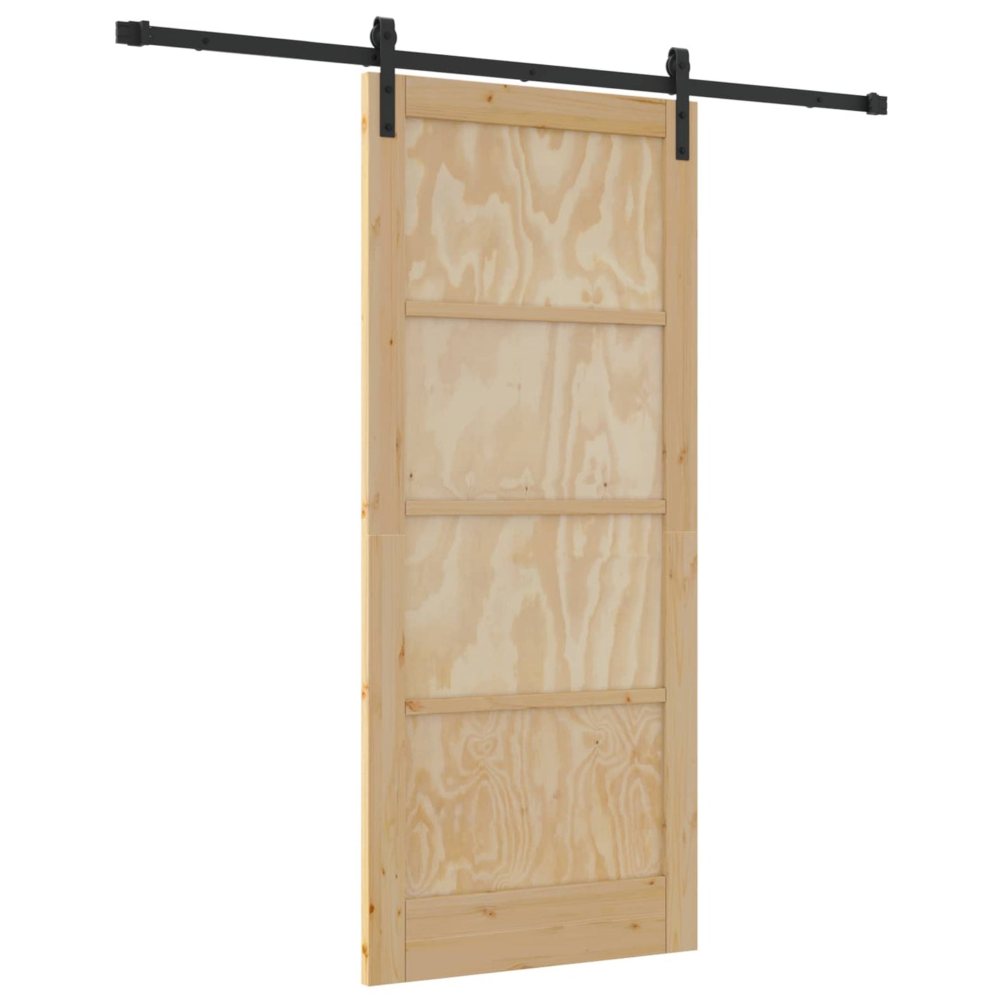 vidaXL Sliding Door Natural and Black 86 x 198.5 cm Solid Pine Wood