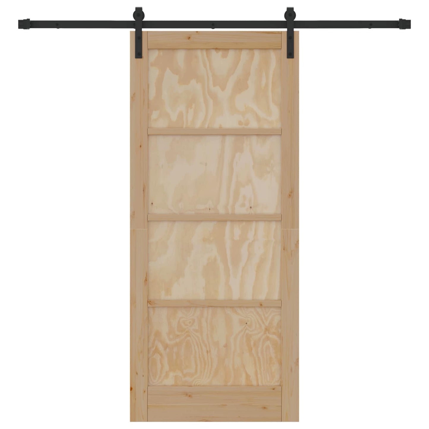 vidaXL Sliding Door Natural and Black 86 x 198.5 cm Solid Pine Wood