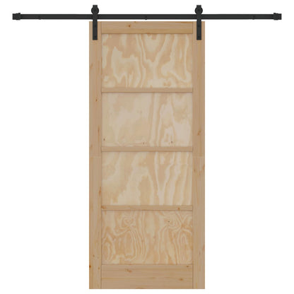 vidaXL Sliding Door Natural and Black 86 x 198.5 cm Solid Pine Wood