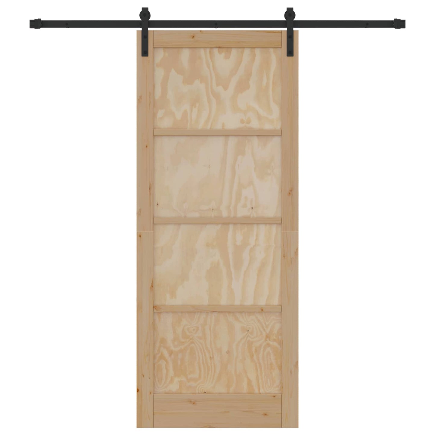 vidaXL Sliding Door Natural and Black 86 x 211 cm Solid Pine Wood