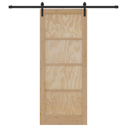 vidaXL Sliding Door Natural and Black 86 x 211 cm Solid Pine Wood