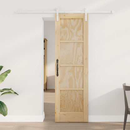 vidaXL Sliding Door Natural and White 61 x 198.5 cm Solid Pine Wood