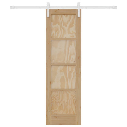 vidaXL Sliding Door Natural and White 61 x 198.5 cm Solid Pine Wood