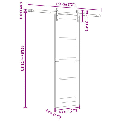 vidaXL Sliding Door Natural and White 61 x 198.5 cm Solid Pine Wood