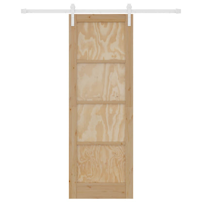 vidaXL Sliding Door Natural and White 73.5 x 211 cm Solid Pine Wood