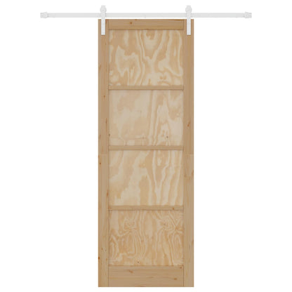 vidaXL Sliding Door Natural and White 83 x 232 cm Solid Pine Wood