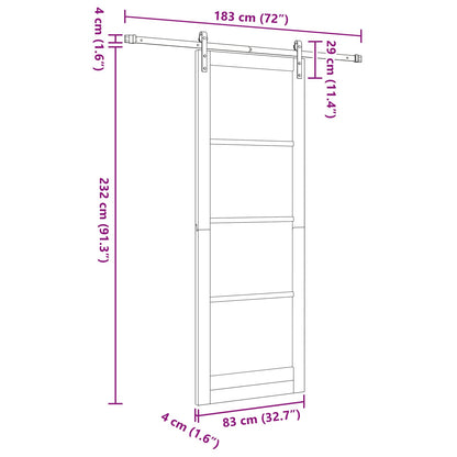 vidaXL Sliding Door Natural and White 83 x 232 cm Solid Pine Wood