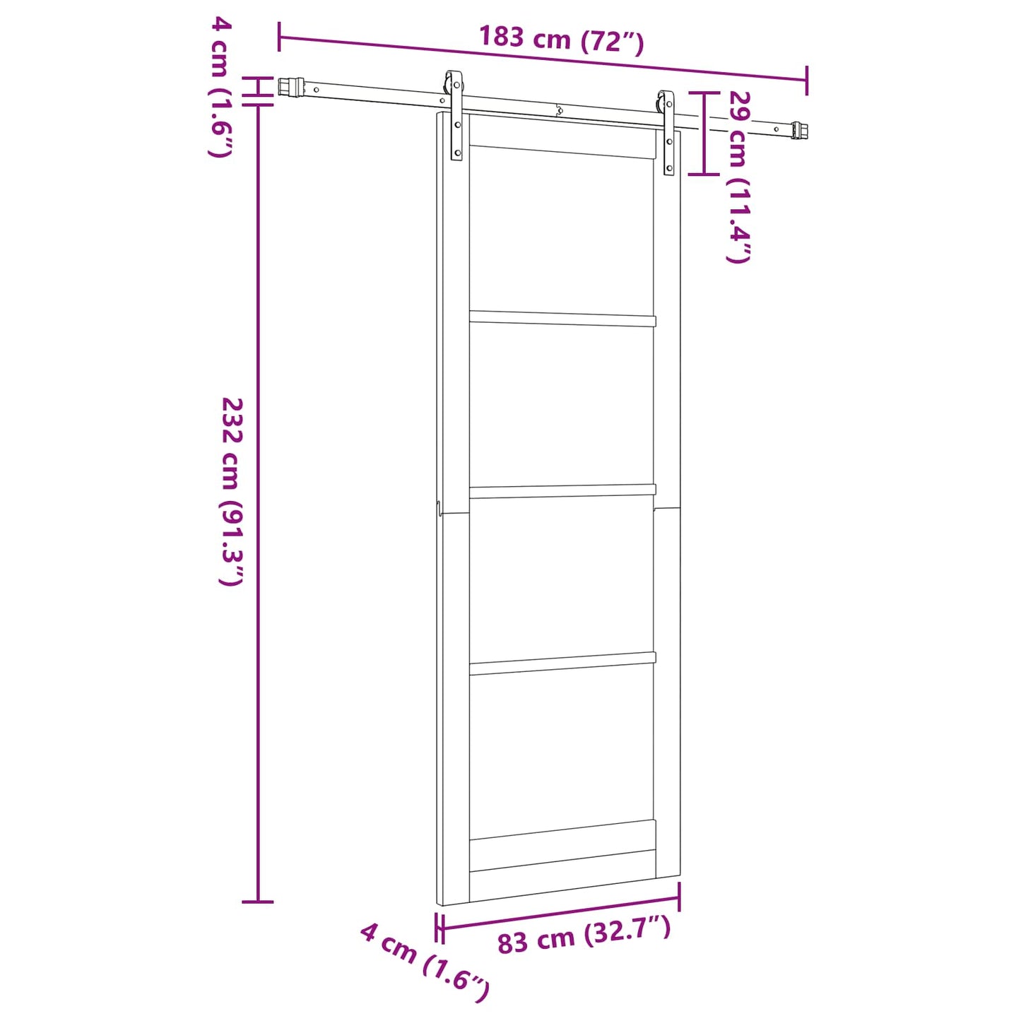 vidaXL Sliding Door White 83 x 232 cm Solid Pine Wood