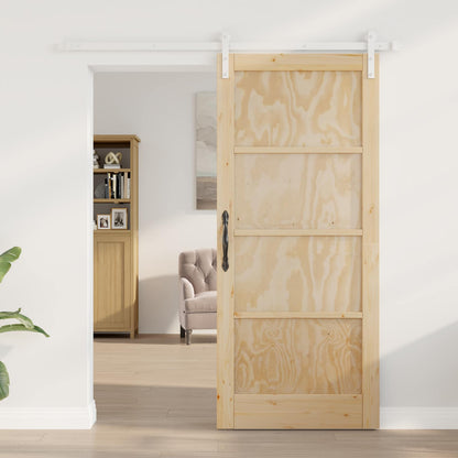 vidaXL Sliding Door Natural and White 86 x 198.5 cm Solid Pine Wood