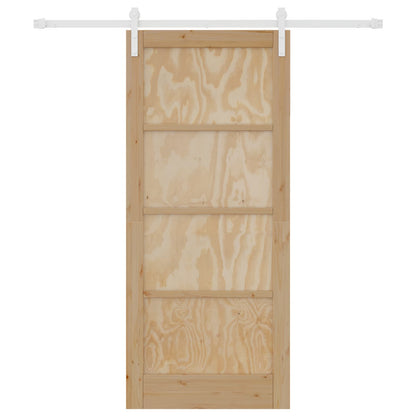 vidaXL Sliding Door Natural and White 86 x 198.5 cm Solid Pine Wood