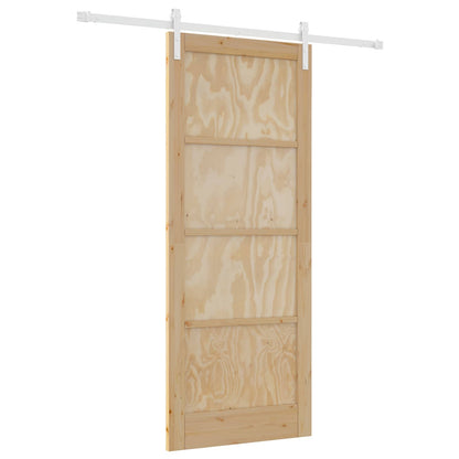 vidaXL Sliding Door Natural and White 86 x 211 cm Solid Pine Wood