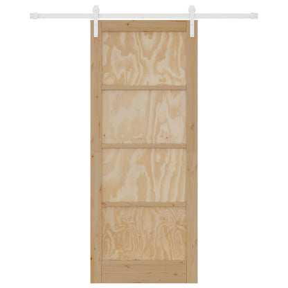 vidaXL Sliding Door Natural and White 86 x 211 cm Solid Pine Wood