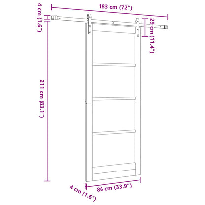 vidaXL Sliding Door Natural and White 86 x 211 cm Solid Pine Wood