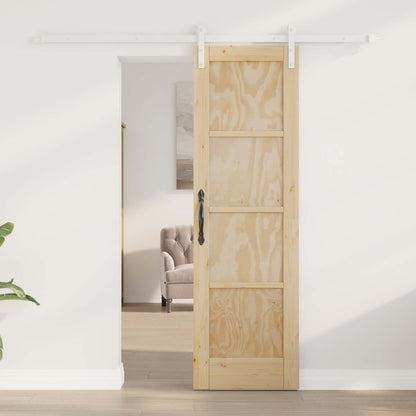 vidaXL Sliding Door Natural and White 61 x 198.5 cm Solid Pine Wood