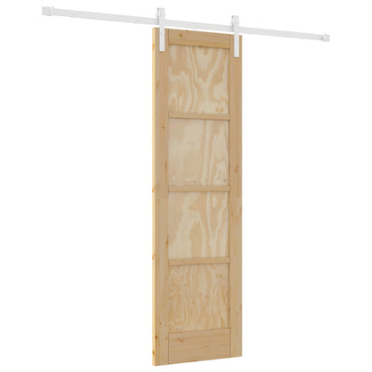 vidaXL Sliding Door Natural and White 61 x 198.5 cm Solid Pine Wood