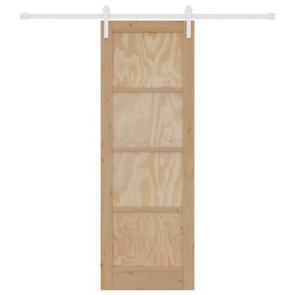 vidaXL Sliding Door Natural and White 73.5 x 211 cm Solid Pine Wood