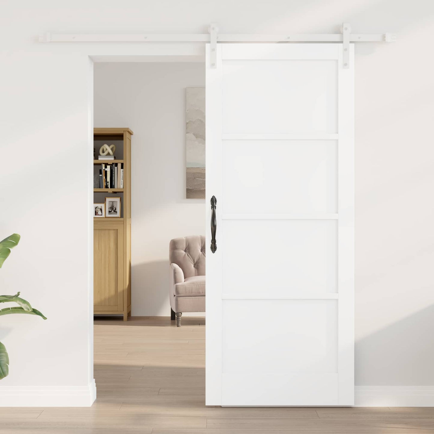 vidaXL Sliding Door White 83 x 202 cm Solid Pine Wood