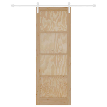 vidaXL Sliding Door Natural and White 83 x 232 cm Solid Pine Wood