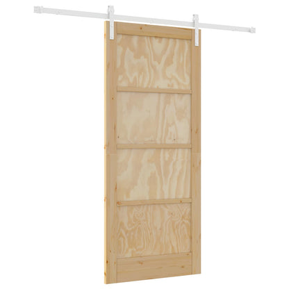 vidaXL Sliding Door Natural and White 86 x 198.5 cm Solid Pine Wood