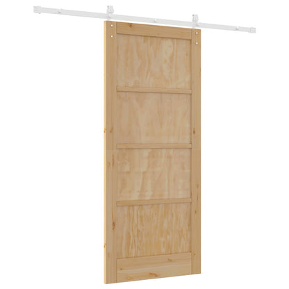 vidaXL Sliding Door Natural and White 86 x 198.5 cm Solid Pine Wood