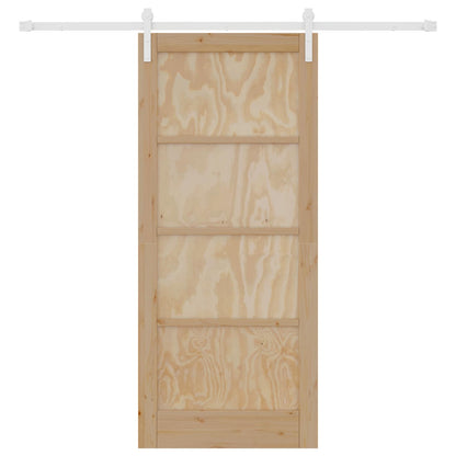 vidaXL Sliding Door Natural and White 86 x 198.5 cm Solid Pine Wood