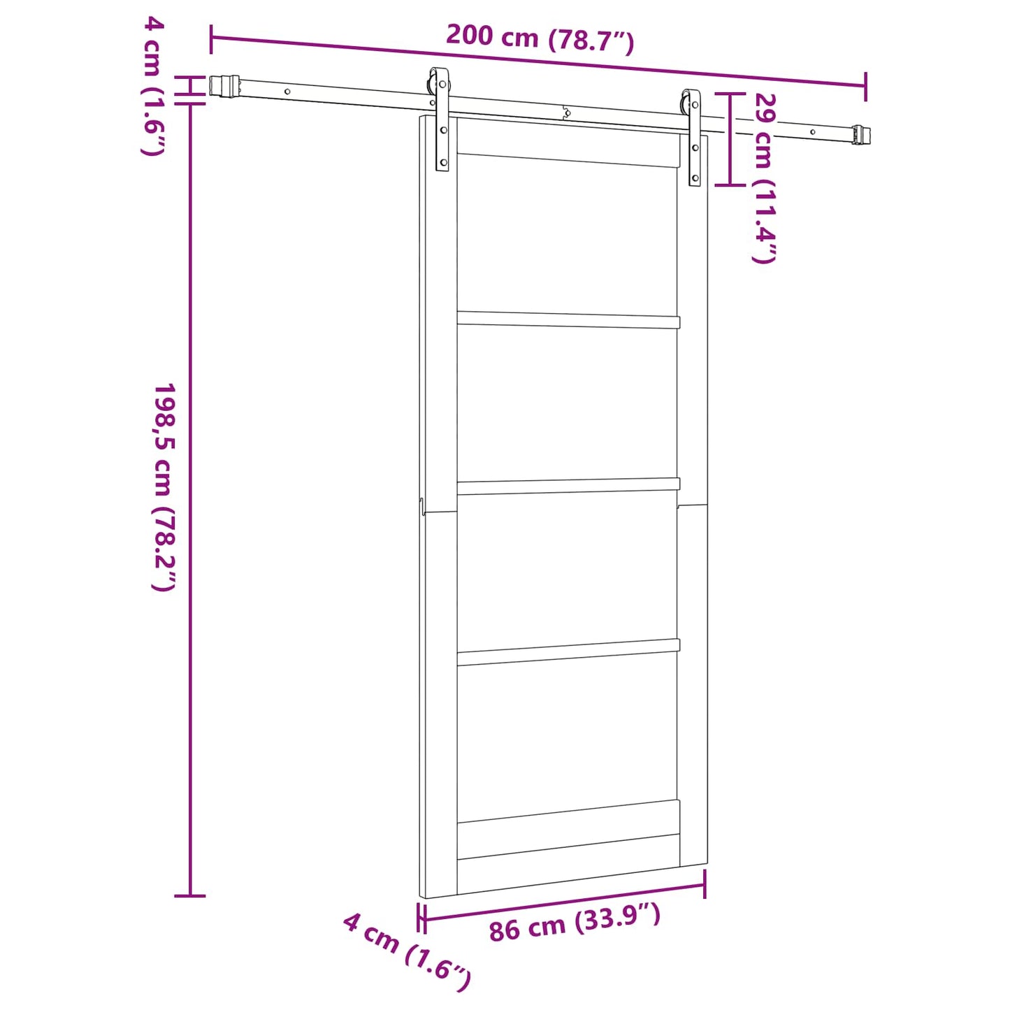 vidaXL Sliding Door Natural and White 86 x 198.5 cm Solid Pine Wood