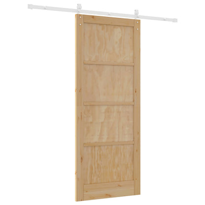 vidaXL Sliding Door Natural and White 86 x 211 cm Solid Pine Wood