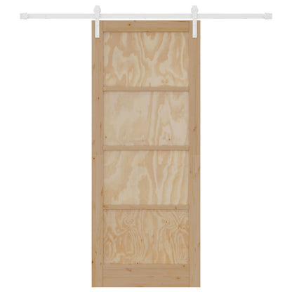 vidaXL Sliding Door Natural and White 86 x 211 cm Solid Pine Wood