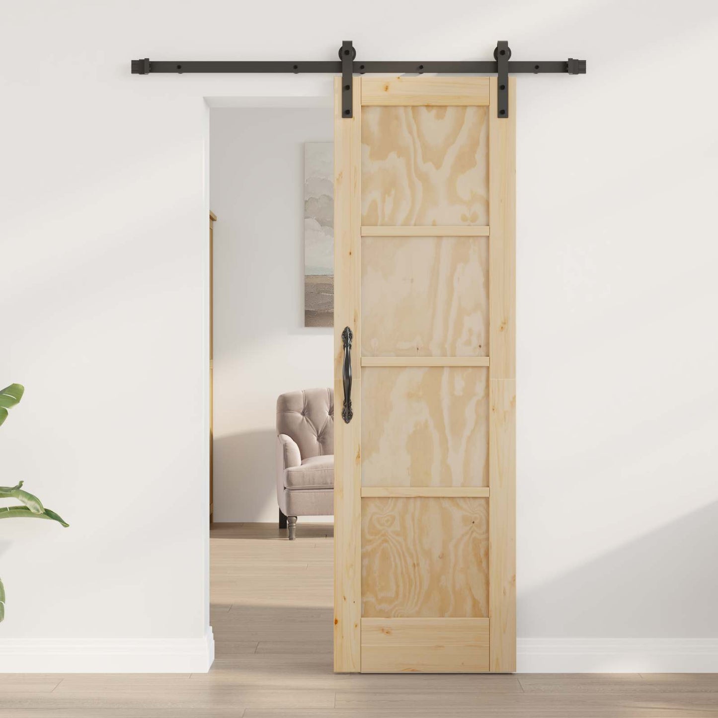 vidaXL Sliding Door Natural 61 x 198.5 cm Solid Pine Wood