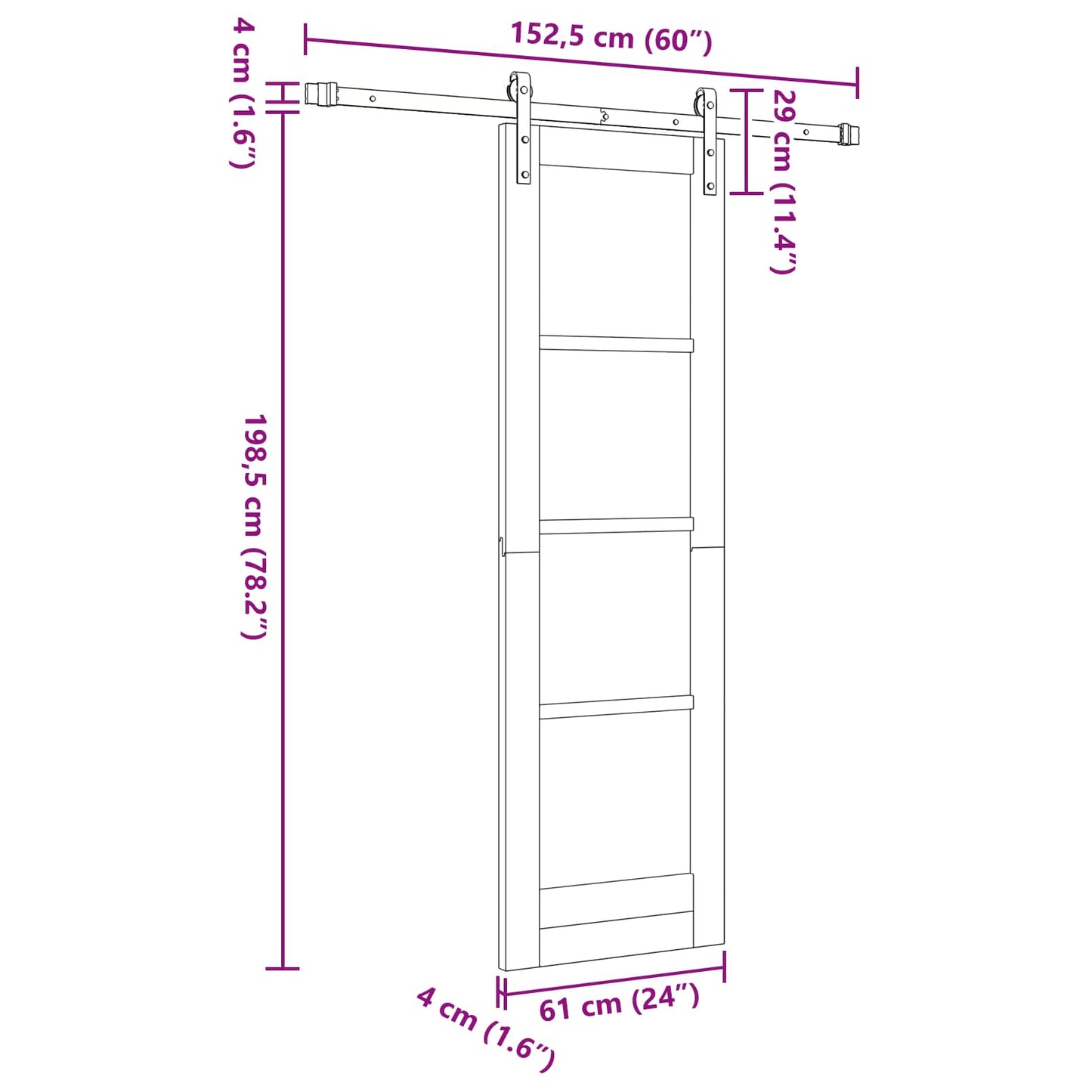 vidaXL Sliding Door Natural 61 x 198.5 cm Solid Pine Wood