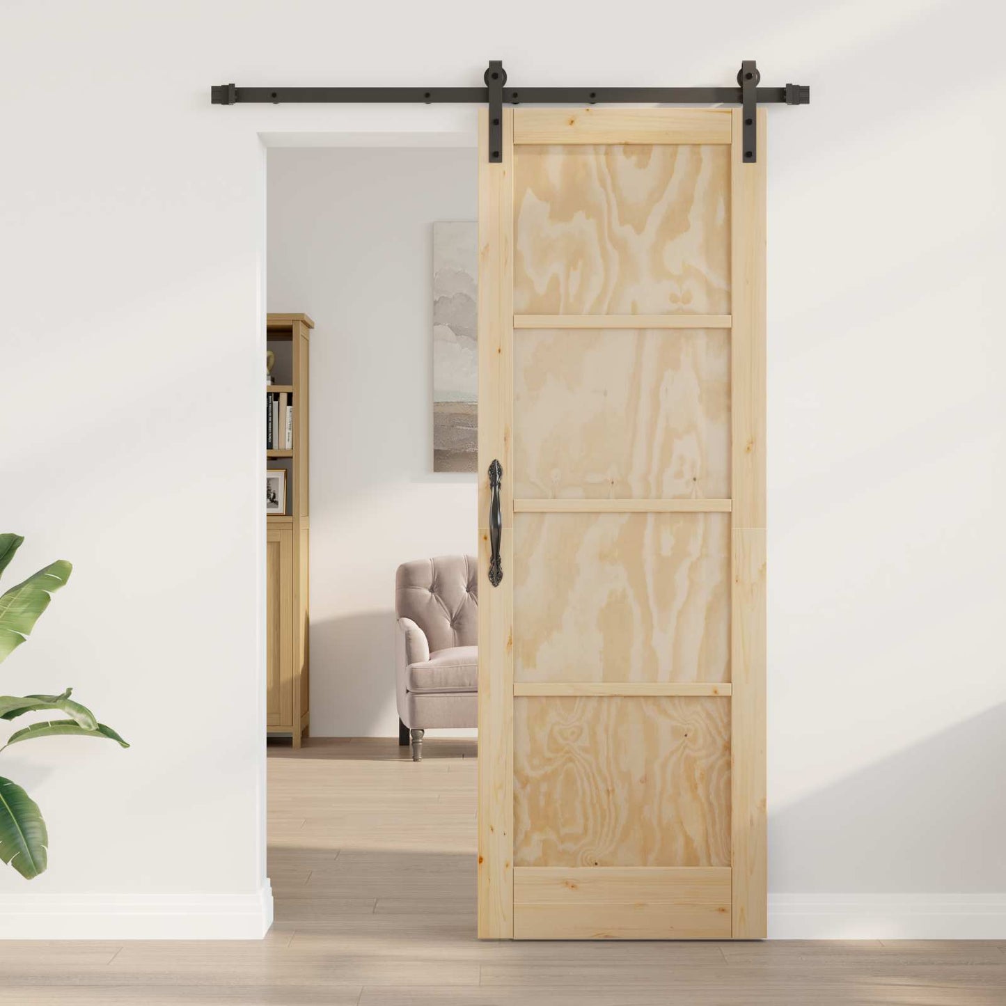 vidaXL Sliding Door Natural 73.5 x 211 cm Solid Pine Wood